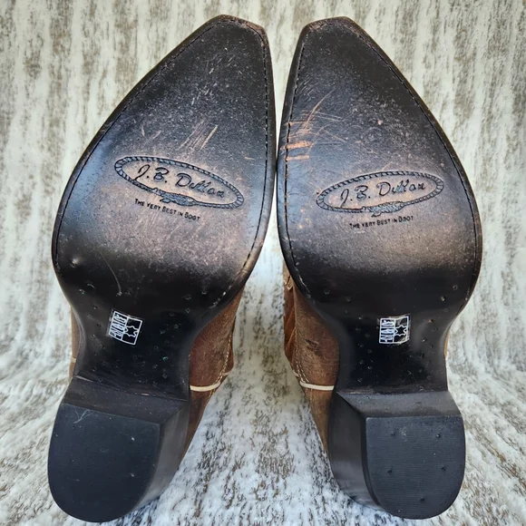 J.B Dillon JBW5001 Western Cowgirl Boot Brown Goat Leather | Women's Size 7B - Picture 8 of 11